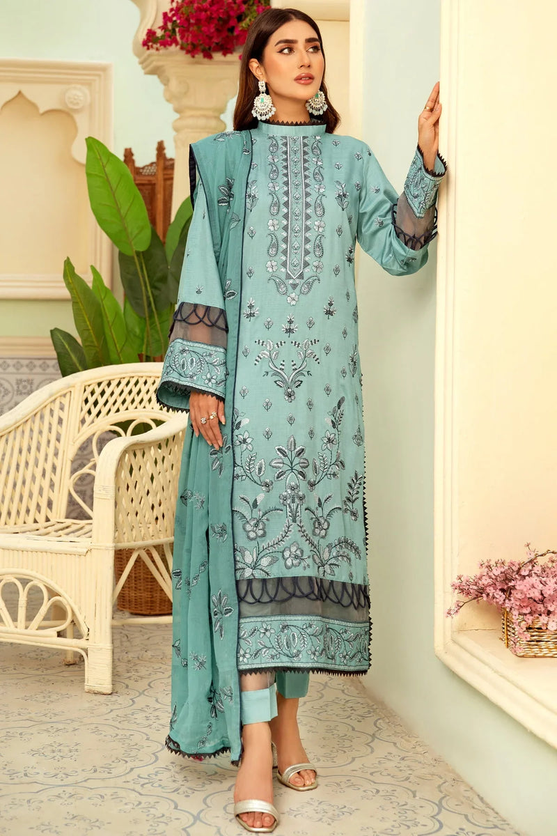 Aroma A-19 : Unstitched Embroidered Rod Viscose 3PC - Kleren