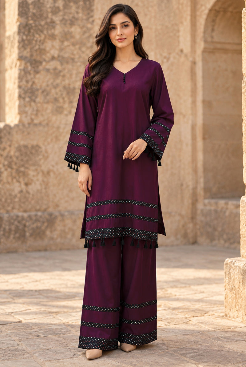 Aura AU-04 stitched dyed linen 2 piece suit for women - Kleren