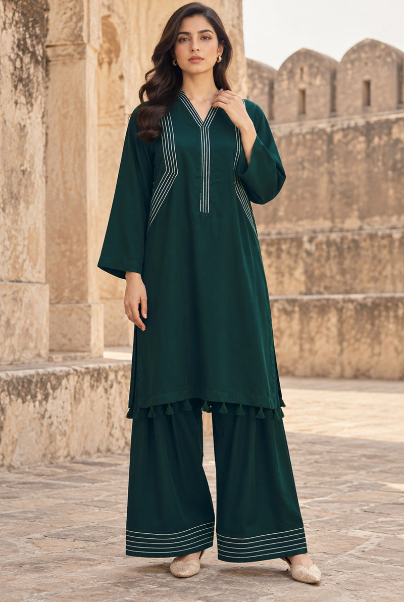 Aura AU-06 stitched dyed linen 2 piece suit for women - Kleren