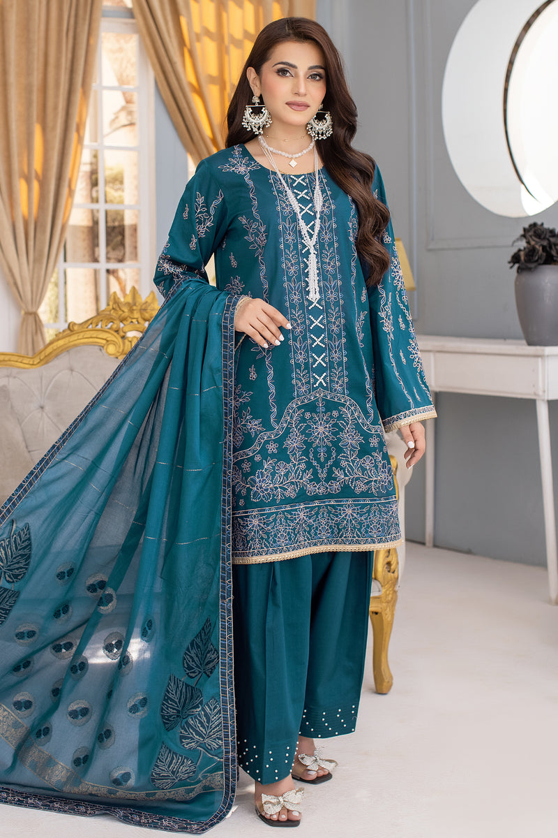 Dastak DK-51 : Embroidered Lawn 3pc - Kleren