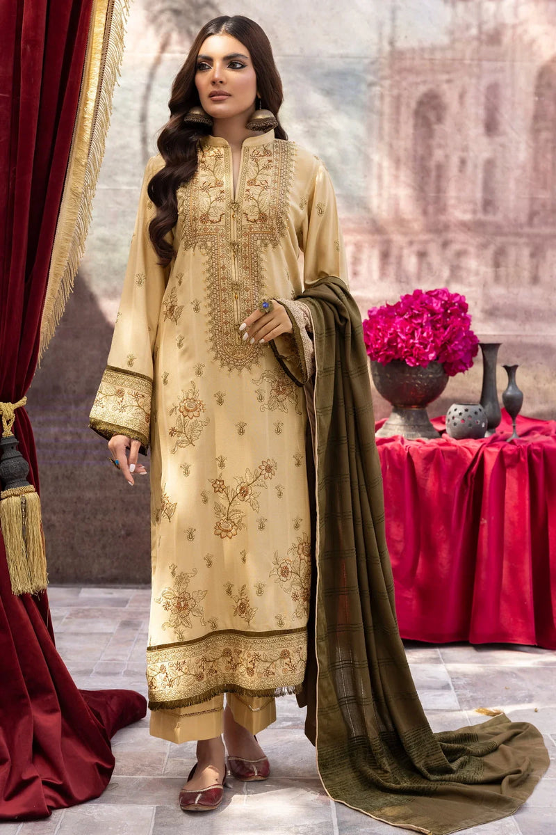 Dhanak DH-22 : Unstitched Luxury Embroidered Dhanak 3PC - Kleren