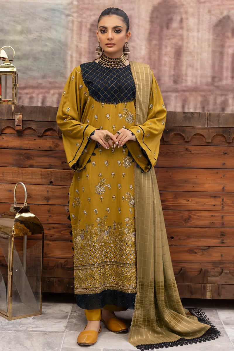 Dhanak DH-27 : Unstitched Luxury Embroidered Dhanak 3PC - Kleren