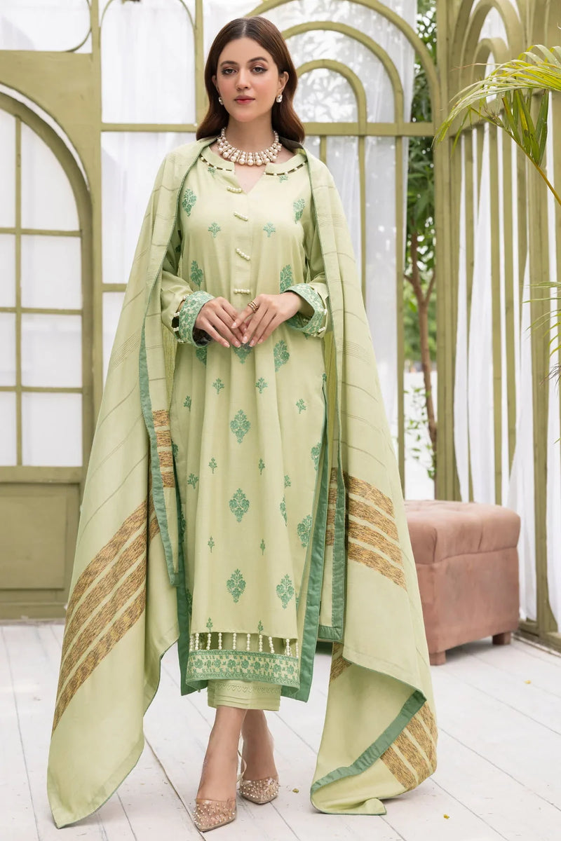 Diyar-E-Dil DL-15 : Unstitched Embroidered Dhanak 3PC - Kleren