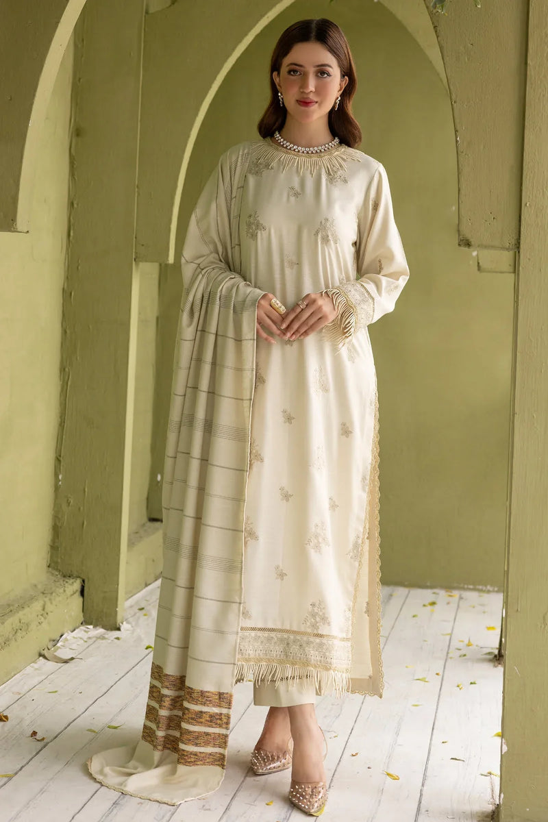 Diyar-E-Dil DL-19 : Unstitched Embroidered Dhanak 3PC - Kleren