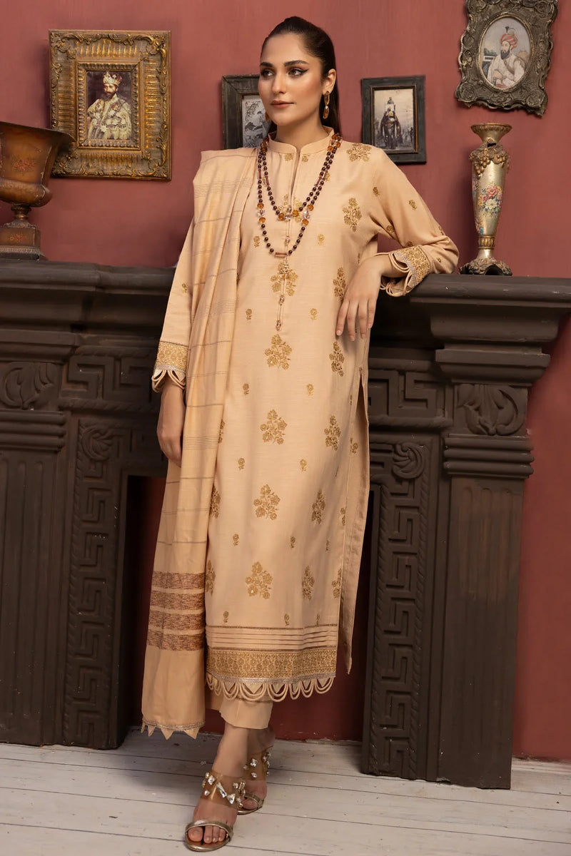 Diyar-E-Dil DL-21 : Unstitched Embroidered Dhanak 3PC - Kleren