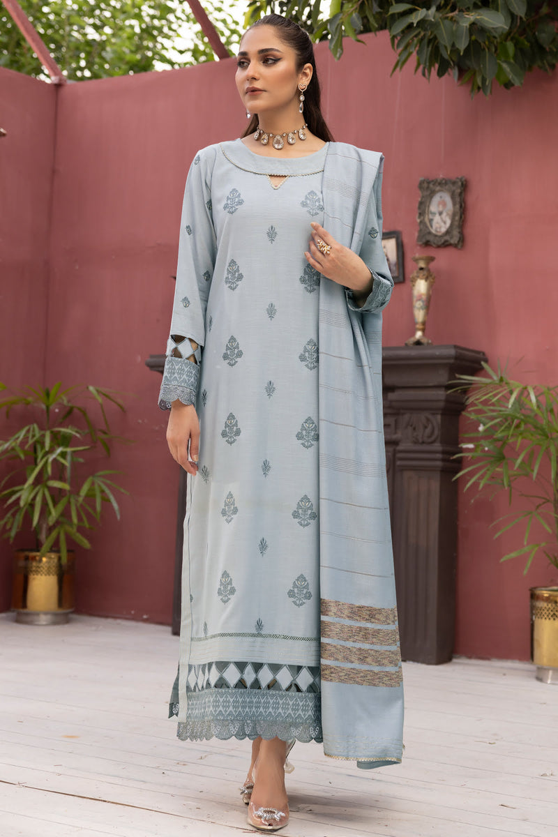 Diyar-E-Dil DL-23 : Unstitched Embroidered Dhanak 3PC - Kleren