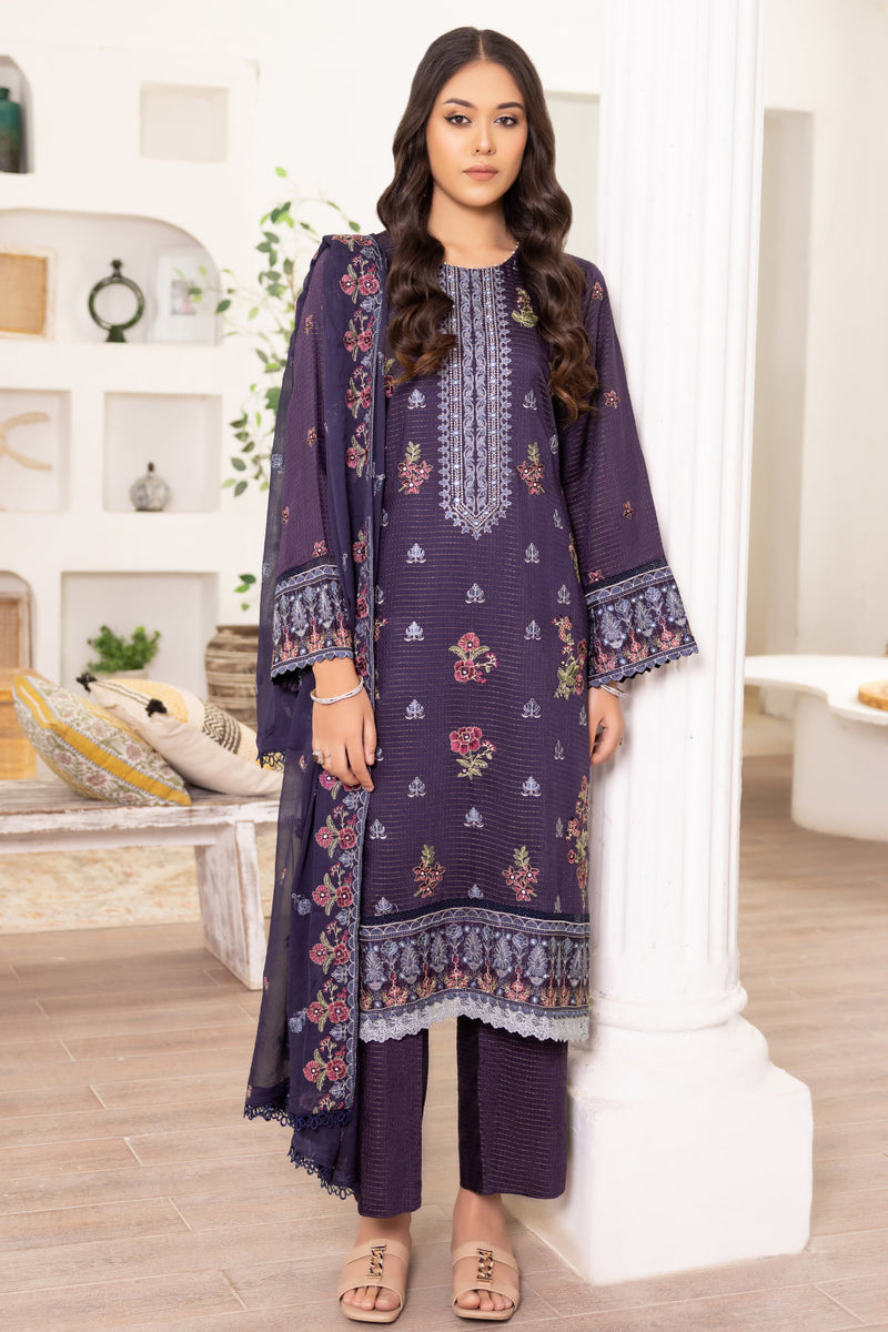Flora F-21 : Unstitched Embroidered Viscose 3PC - Kleren