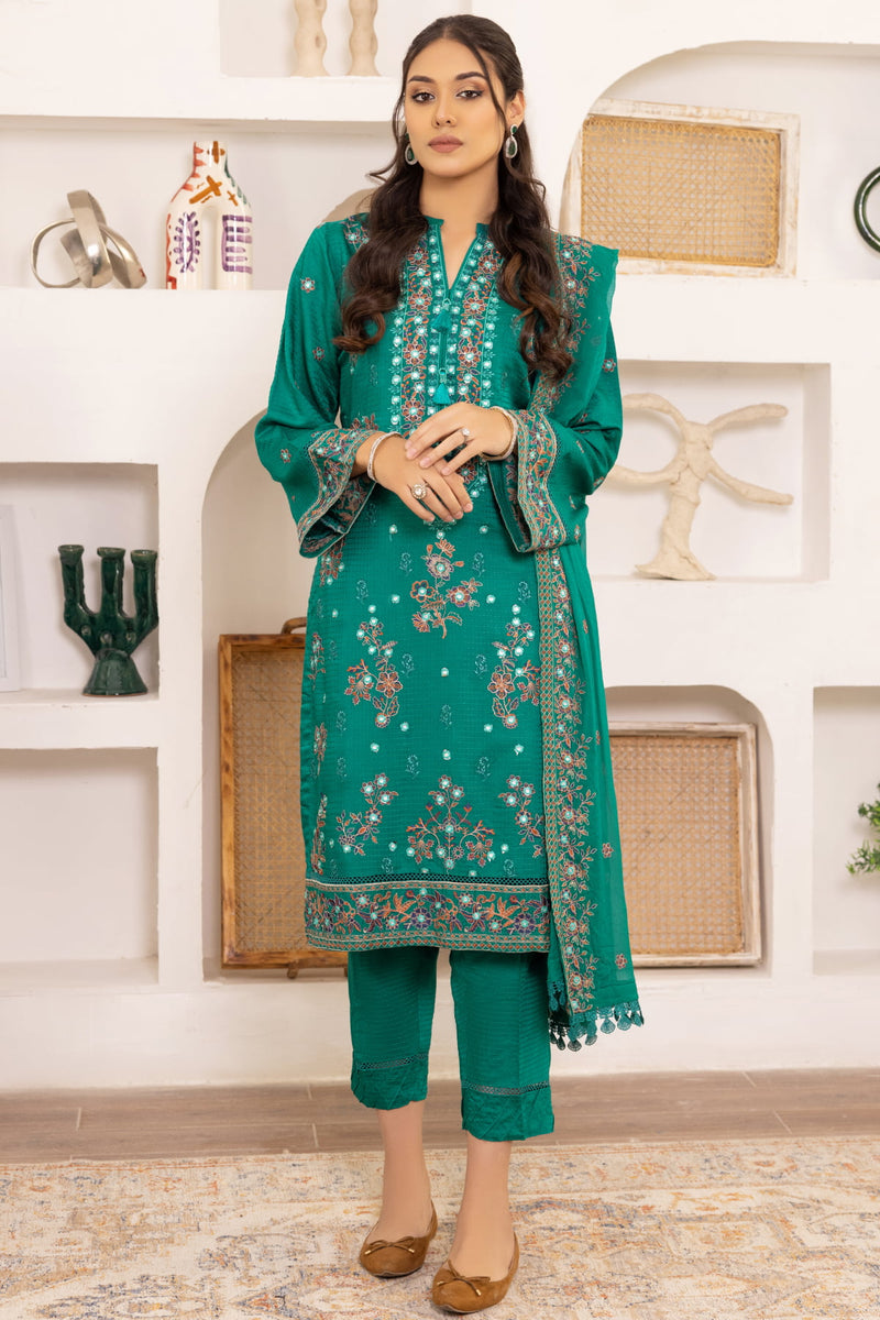 Flora F-30 : Unstitched Embroidered Viscose 3PC - Kleren
