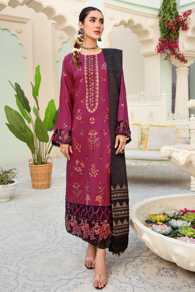 Imroz I-12 : Unstitched Embroidered Viscose 3PC - Kleren