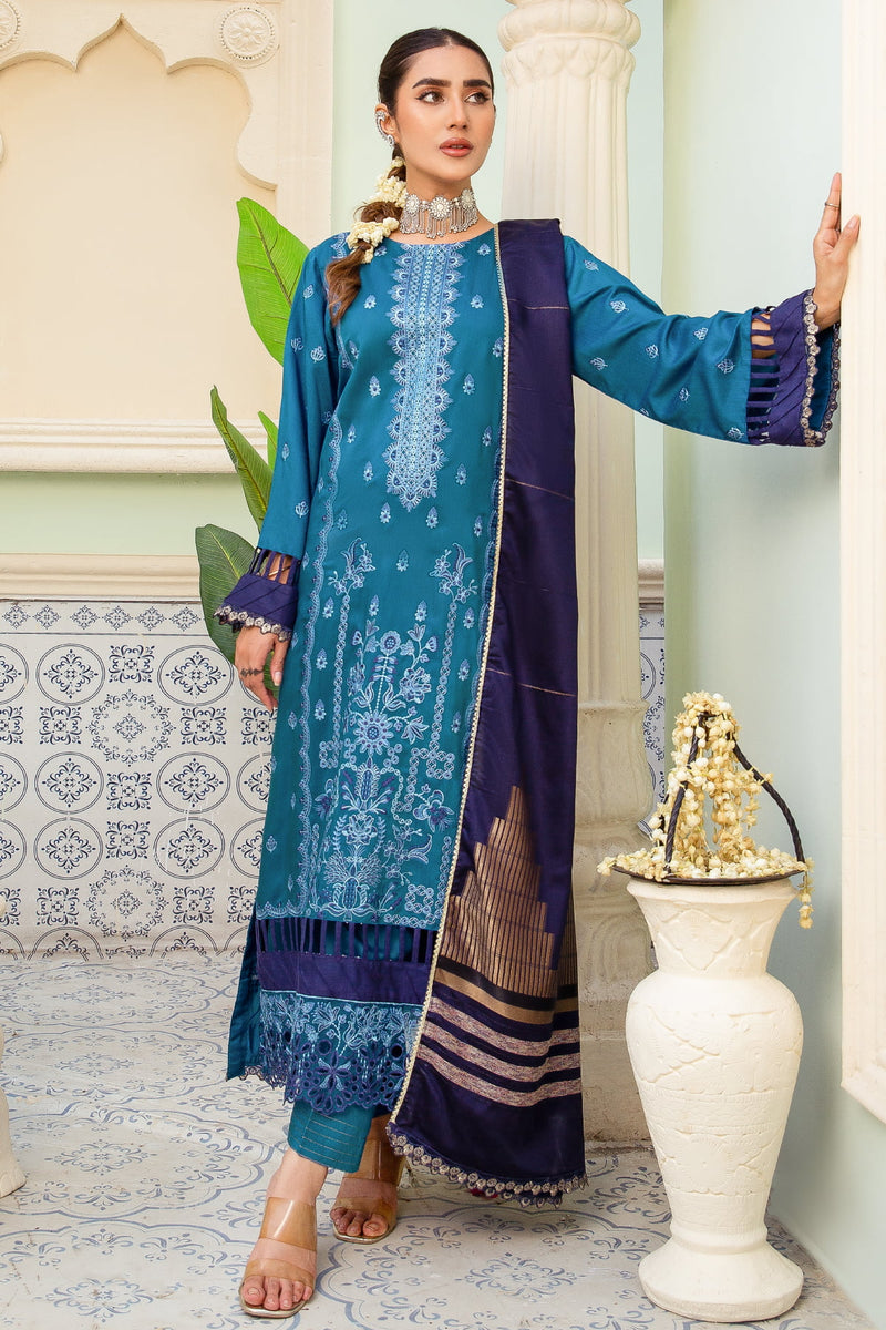 Imroz I-14 : Unstitched Embroidered Viscose 3PC - Kleren