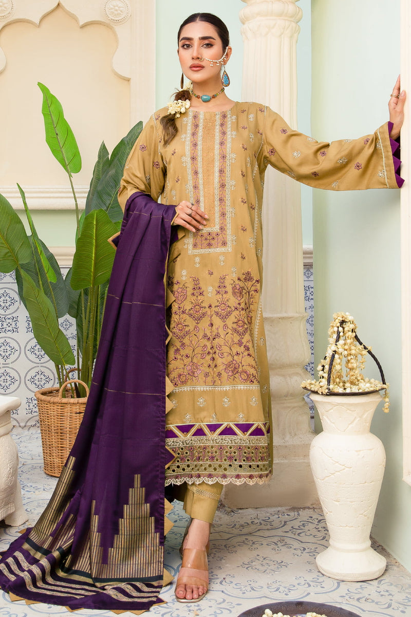 Imroz I-15 : Unstitched Embroidered Viscose 3PC - Kleren