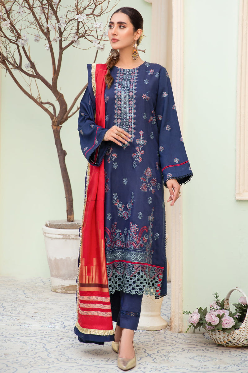 Imroz I-18 : Unstitched Embroidered Viscose 3PC - Kleren