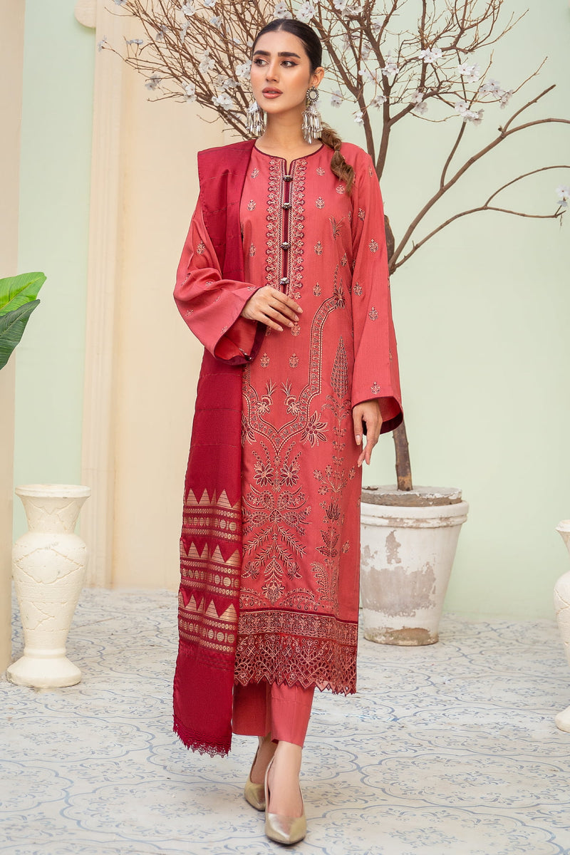 Imroz I-19 : Unstitched Embroidered Viscose 3PC - Kleren