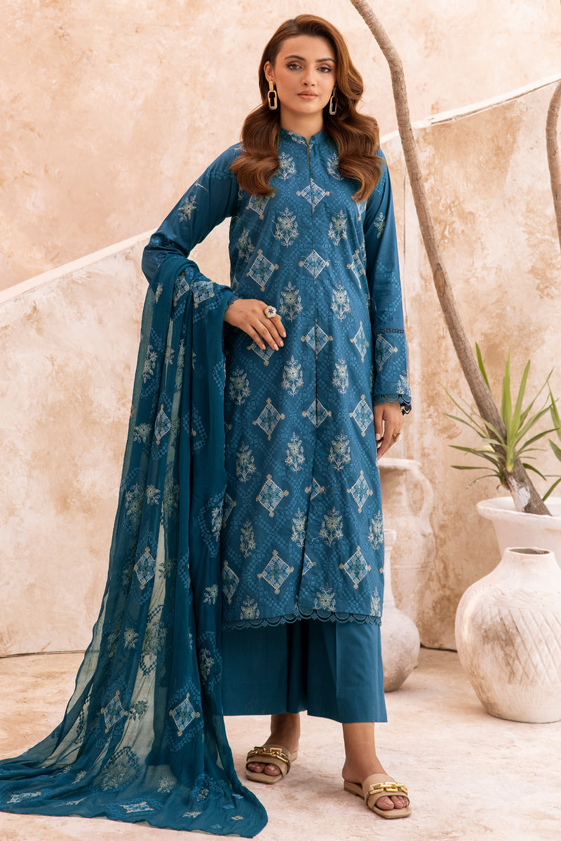 Mahhe MH-01 : Embroidered Lawn 3PC - Kleren