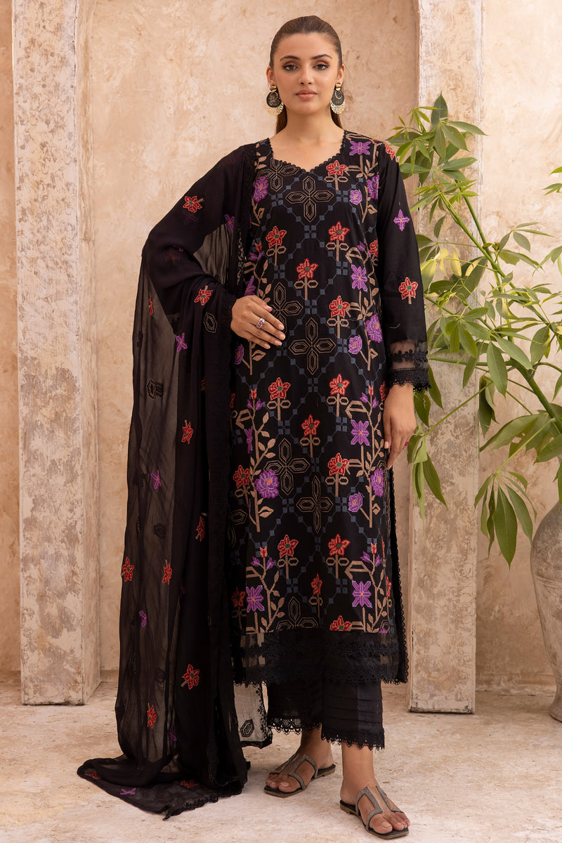 Mahhe MH-07 : Embroidered Lawn 3PC - Kleren