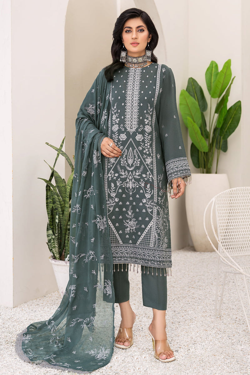 Mehr-O-Maah M-15 : Unstitched Embroidered Slub Karandi 3PC - Kleren