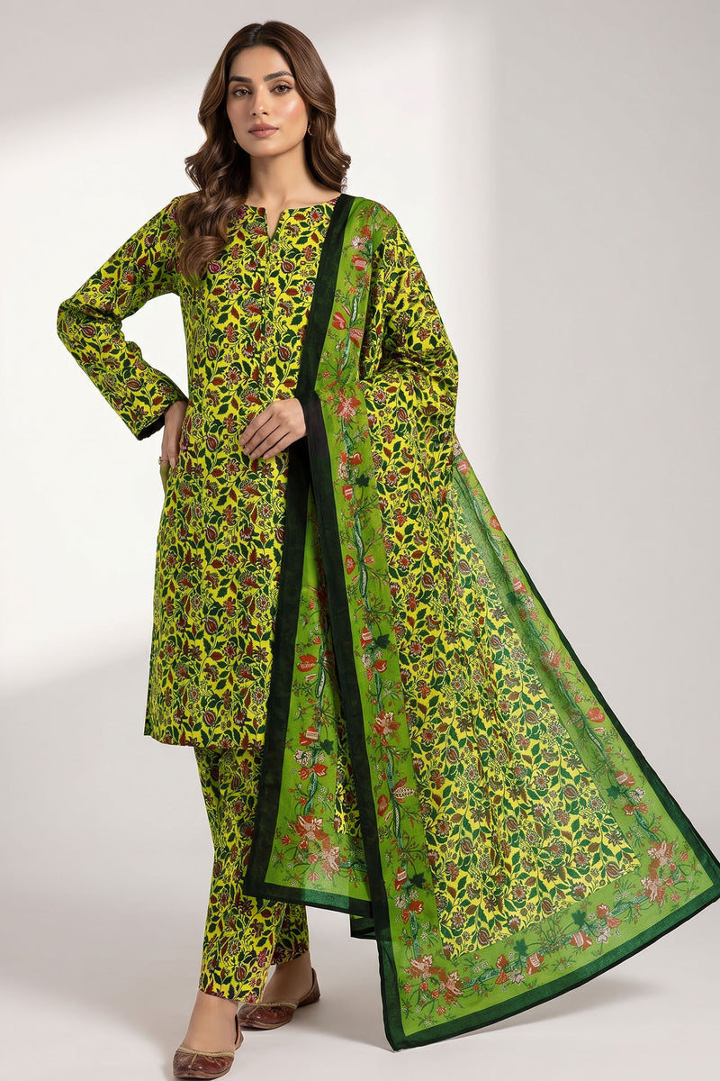 Noura N-28: Unstitched Printed Lawn 3PC - Kleren