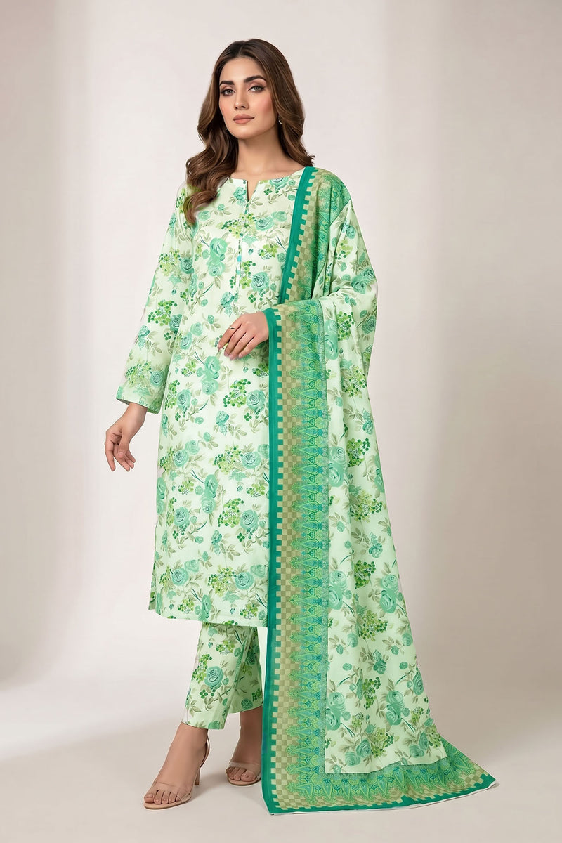 Noura N-29: Unstitched Printed Lawn 3PC - Kleren