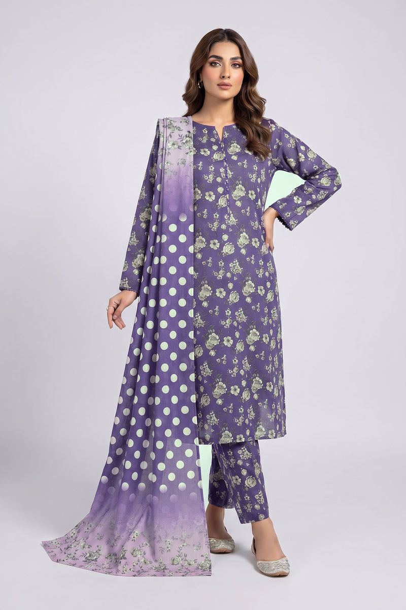 Noura N-32: Unstitched Printed Lawn 3PC - Kleren