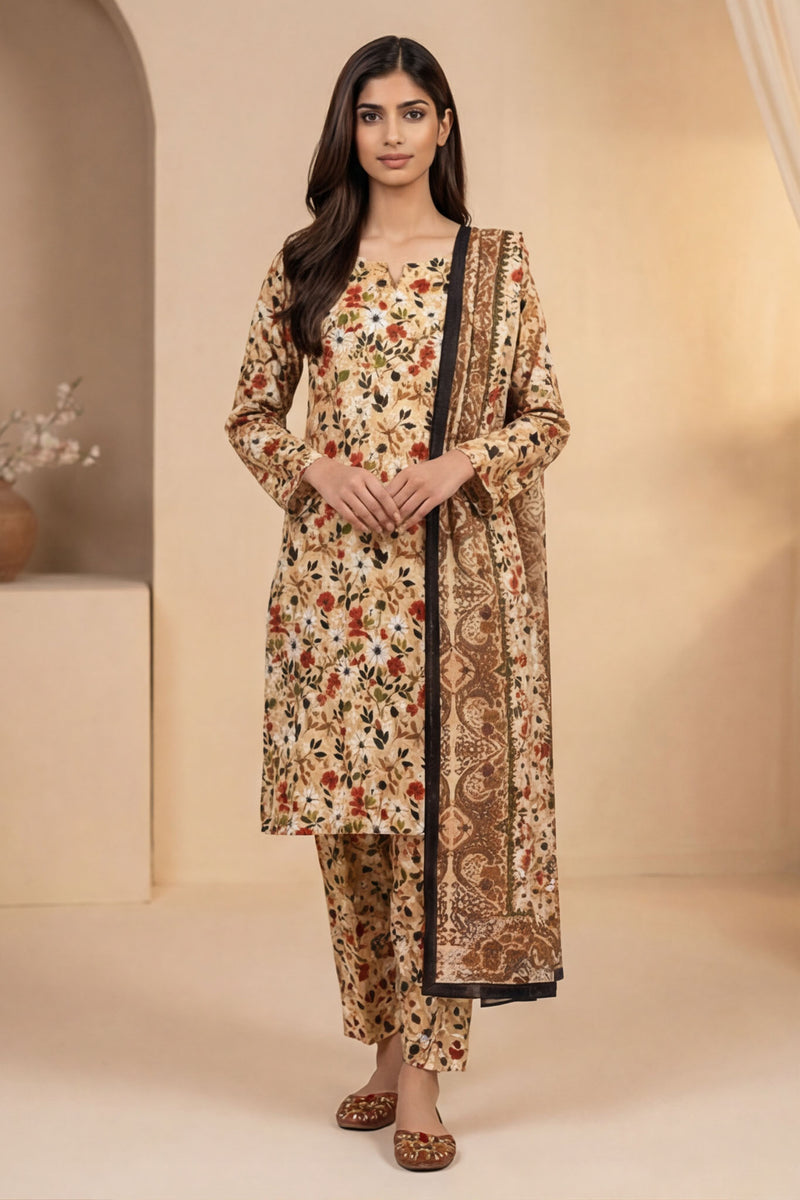Noura N-35: Unstitched Printed Lawn 3PC - Kleren