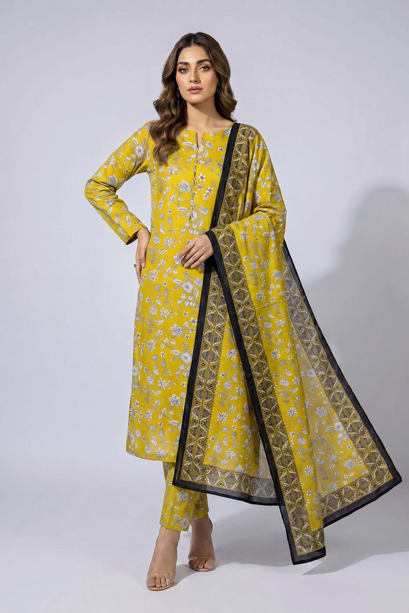Noura N-38: Unstitched Printed Lawn 3PC - Kleren
