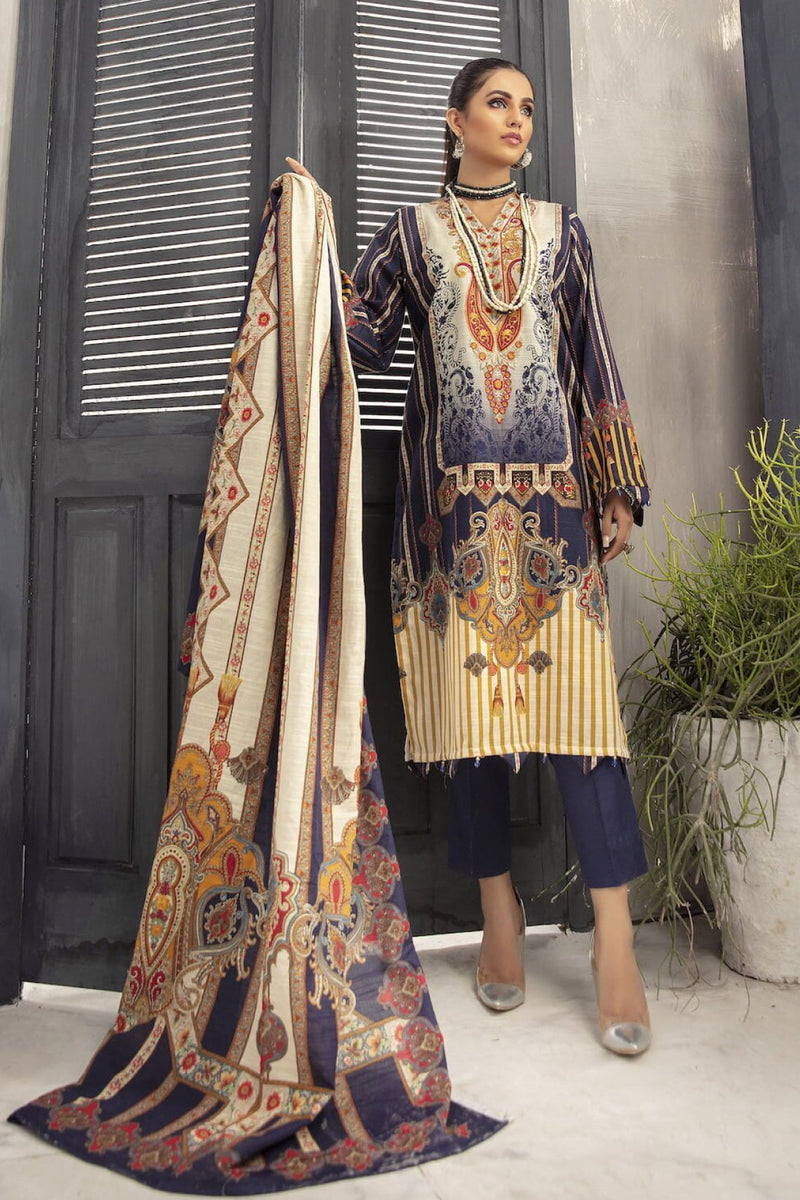 Noura N10 : Embroidered Khaddar - Kleren