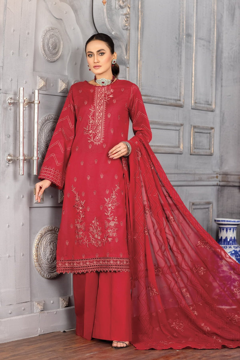 Qalb D-21 : Embroidered Lawn Doria 3pc - Kleren