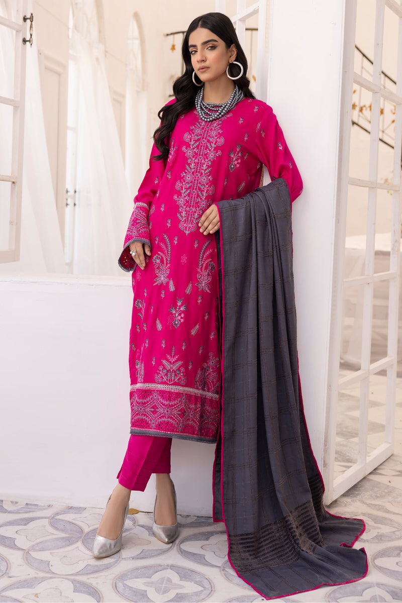 Saffron SA-01 : Unstitched Embroidered Dhanak 3PC - Kleren