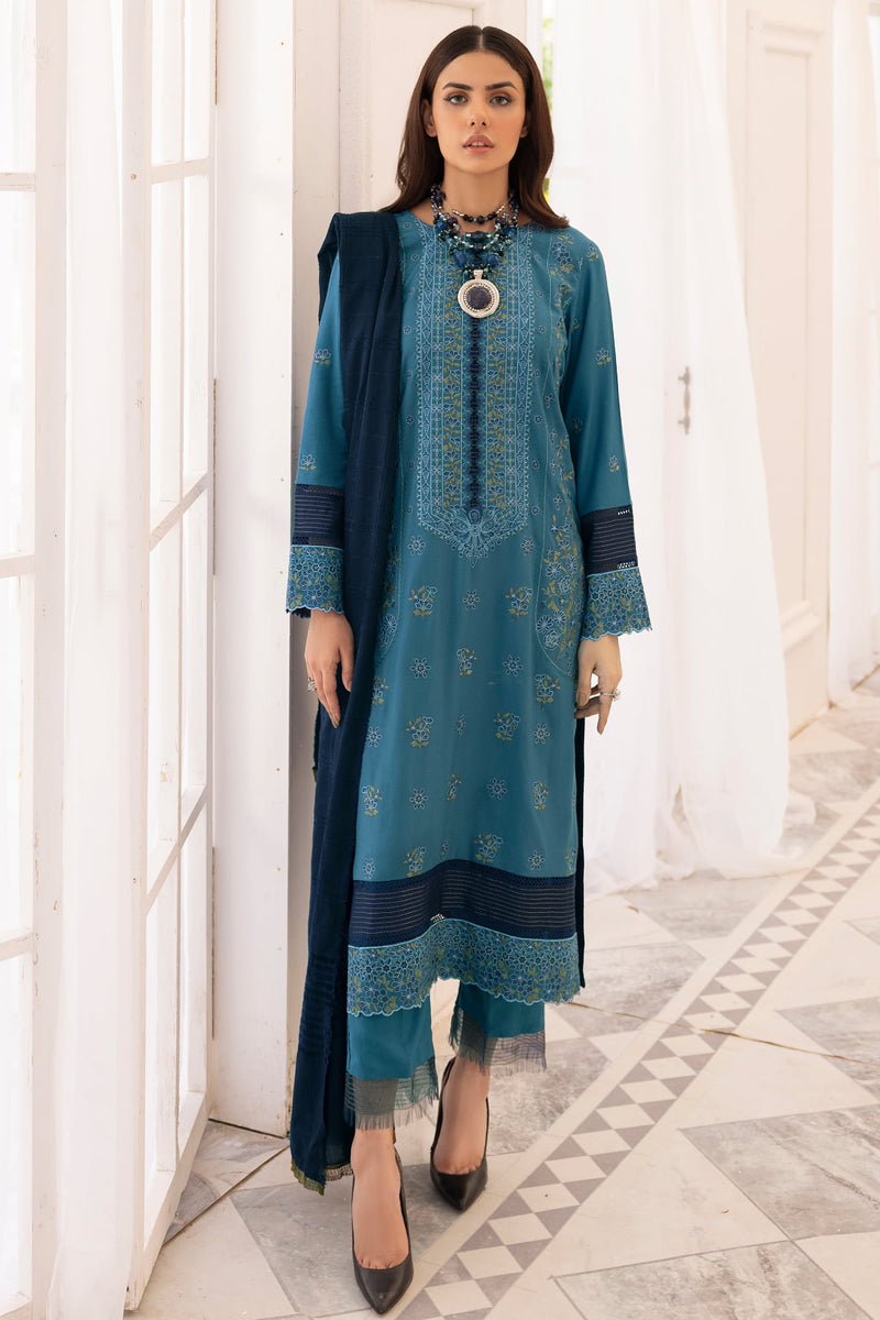 Saffron SA-04 : Unstitched Embroidered Dhanak 3PC - Kleren