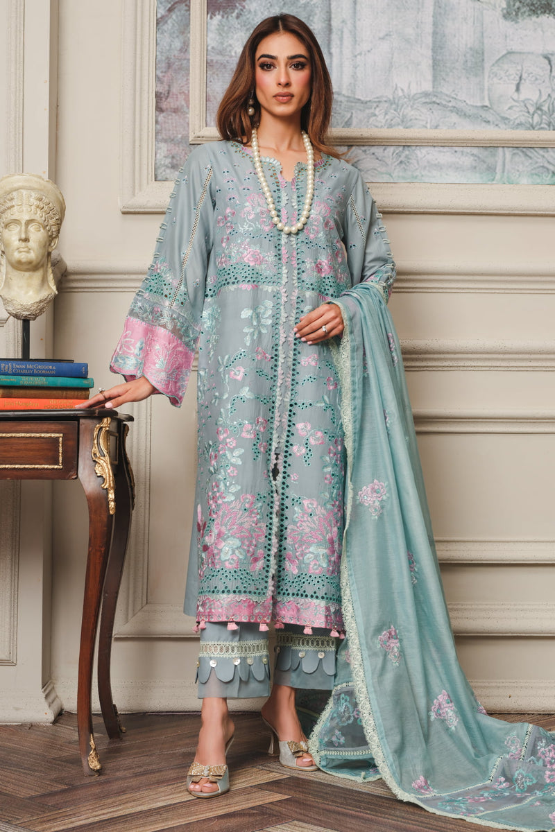 Surkhru S-22 : Unstitched Embroidered Lawn 3pc - Kleren