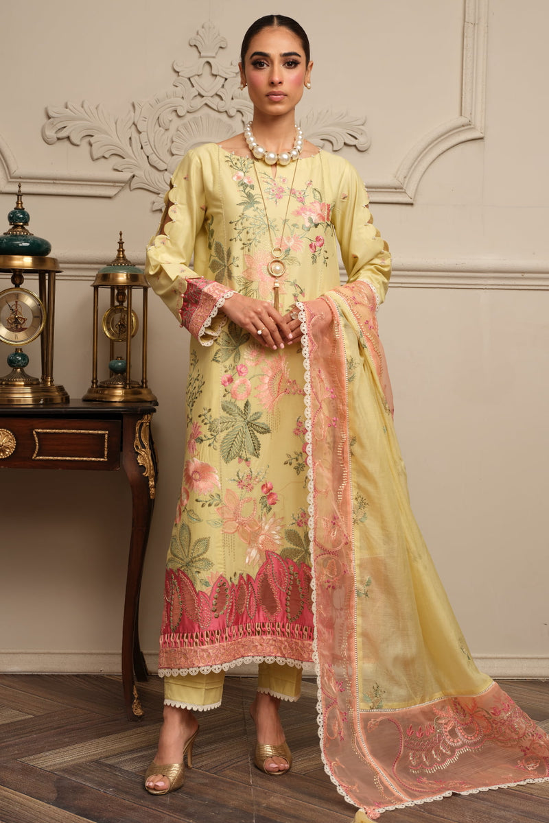 Surkhru S-28 : Unstitched Embroidered Lawn 3pc - Kleren