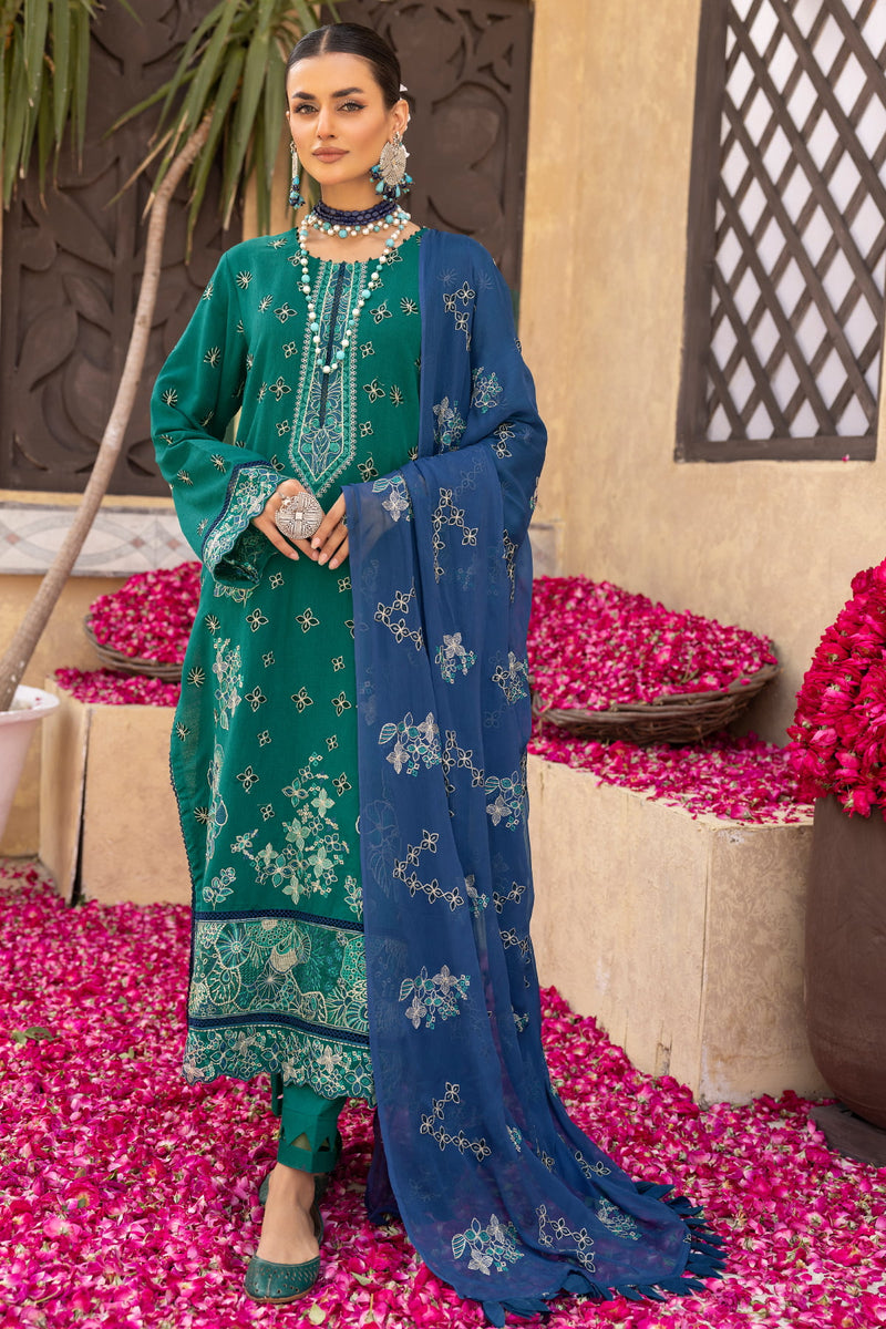 Tassawur TA-01 : Unstitched Embroidered Slub Karandi 3PC - Kleren