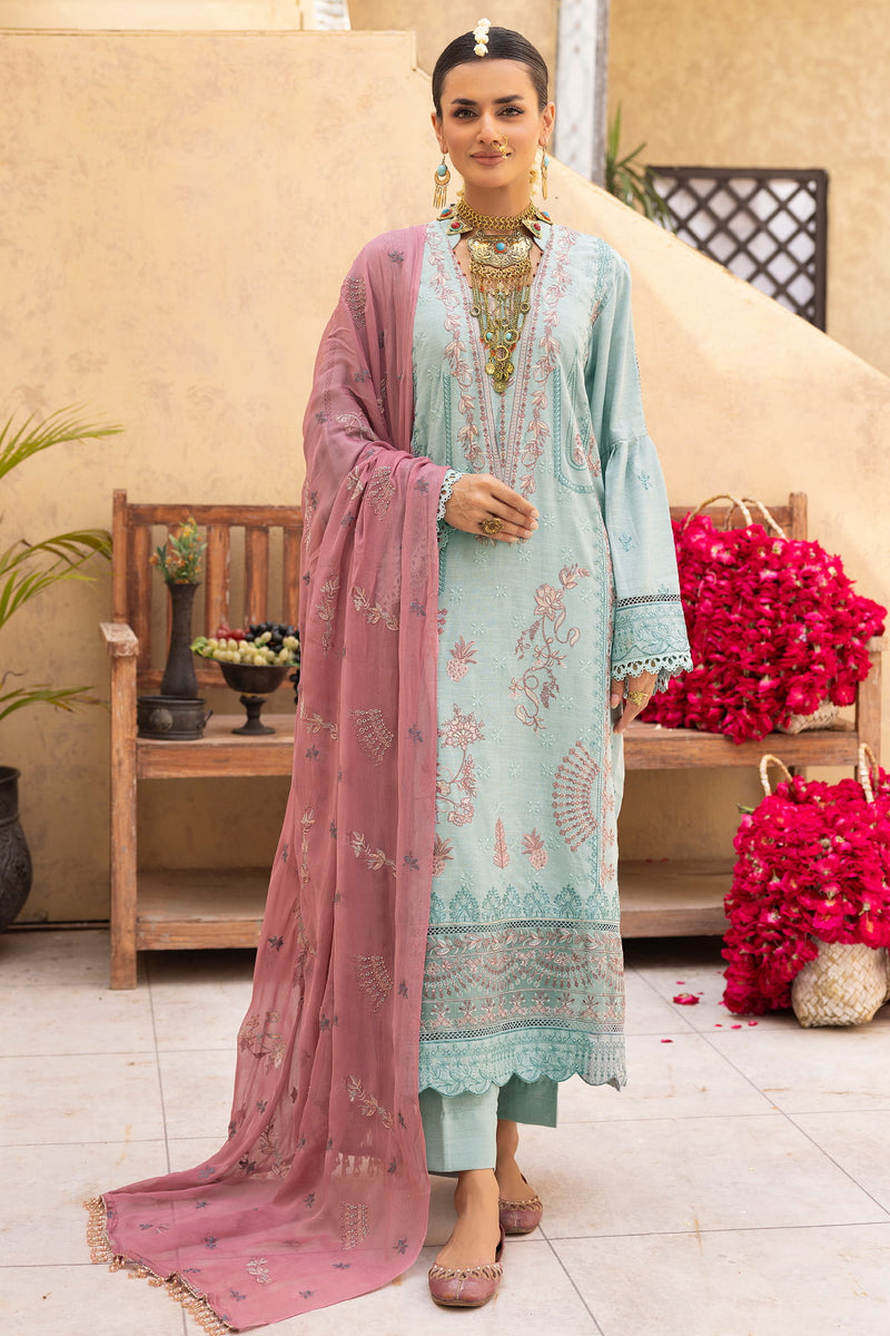 Tassawur TA-02 : Unstitched Embroidered Slub Karandi 3PC - Kleren