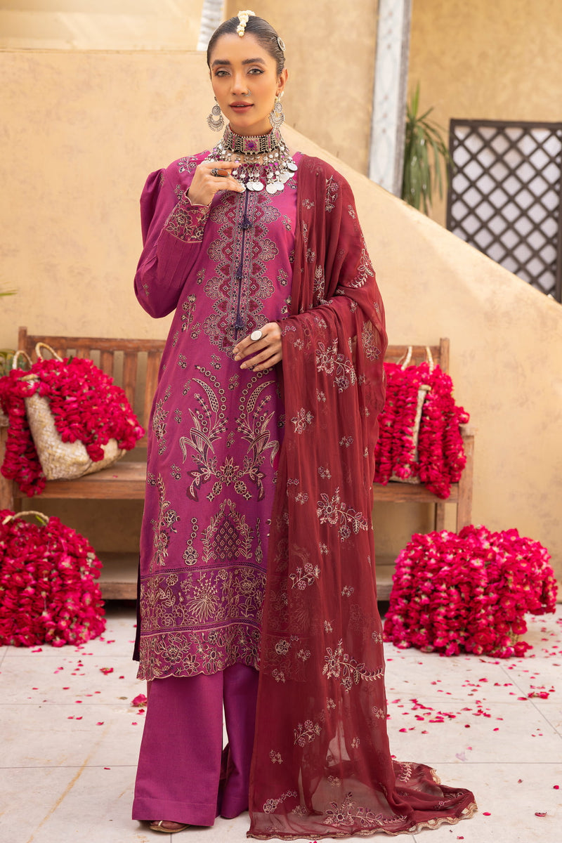 Tassawur TA-04 : Unstitched Embroidered Slub Karandi 3PC - Kleren