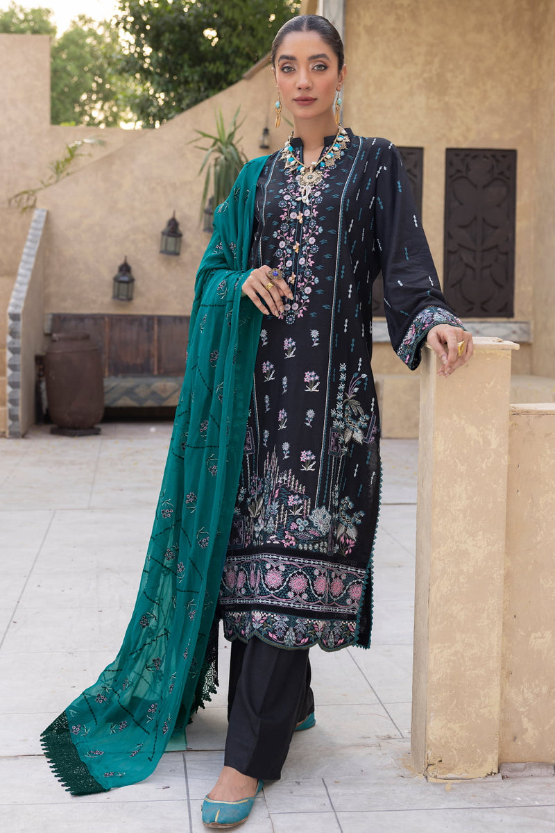 Tassawur TA-09 : Unstitched Embroidered Slub Karandi 3PC - Kleren