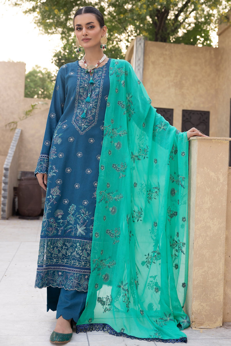 Tassawur TA-11 : Unstitched Embroidered Slub Karandi 3PC - Kleren