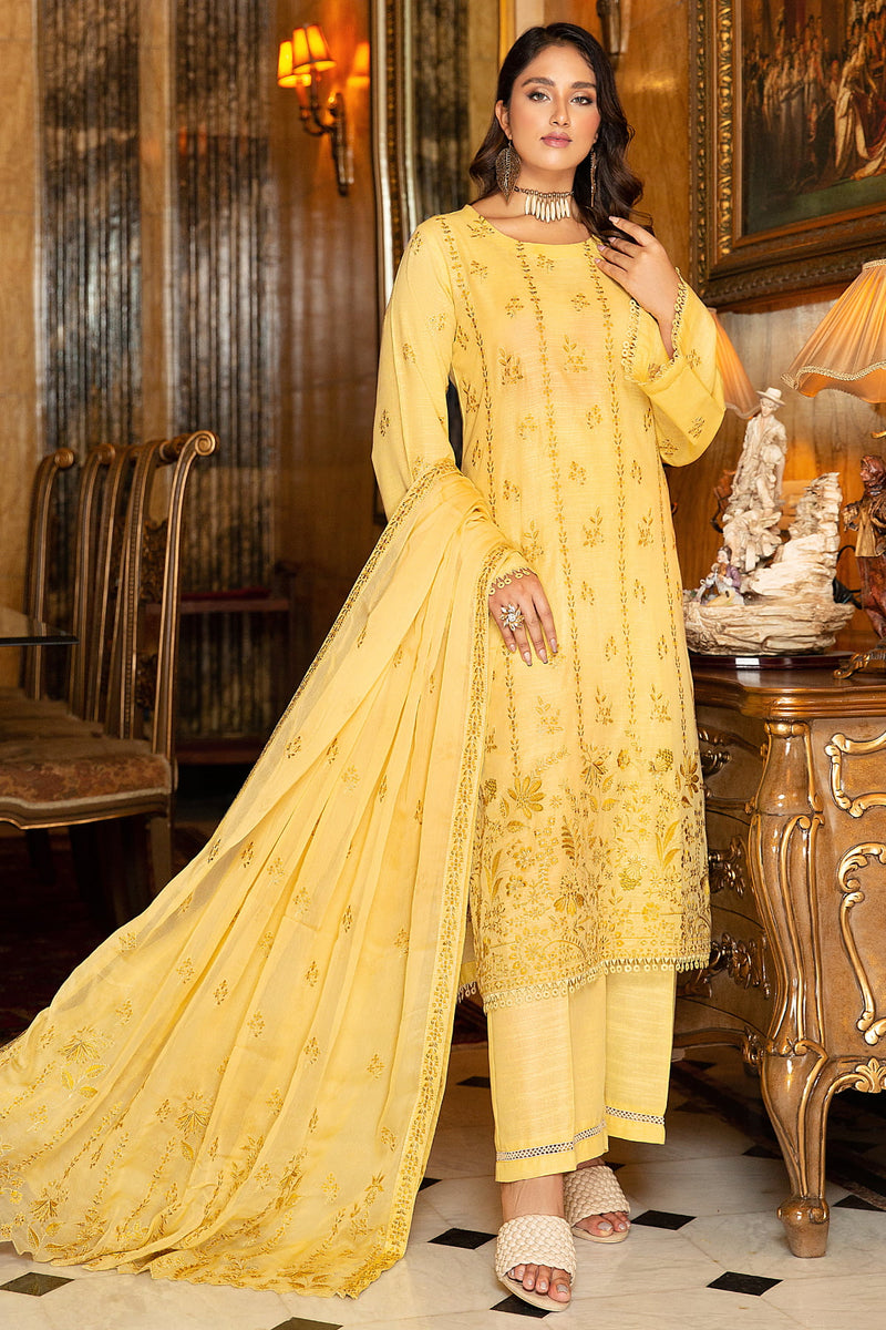 Tehzeeb T-21 : Unstitched Embroidered Slub Karandi 3PC - Kleren