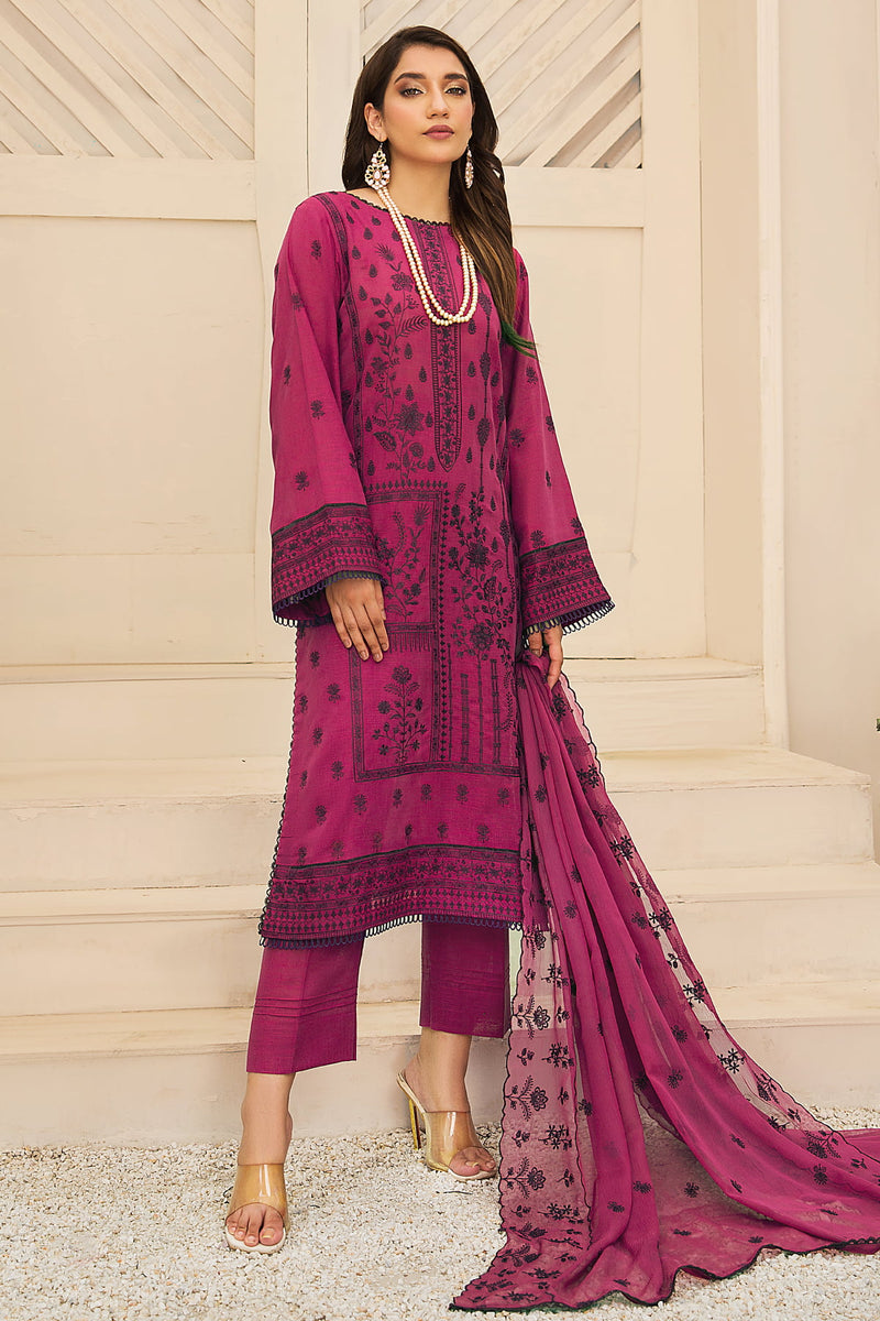 Tehzeeb T-29 : Unstitched Embroidered Slub Karandi 3PC - Kleren