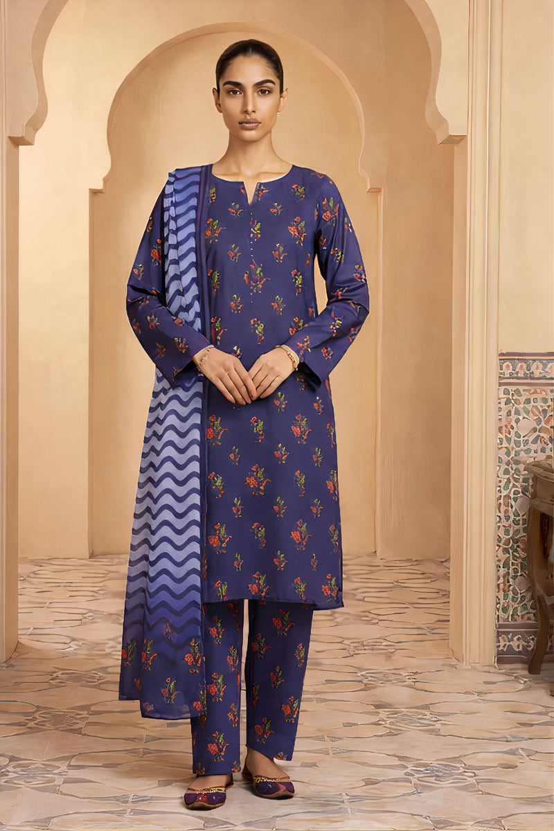 UNS U-26: Unstitched Printed Lawn 3PC - Kleren