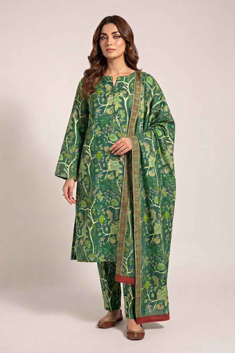 UNS U-30: Unstitched Printed Lawn 3PC - Kleren