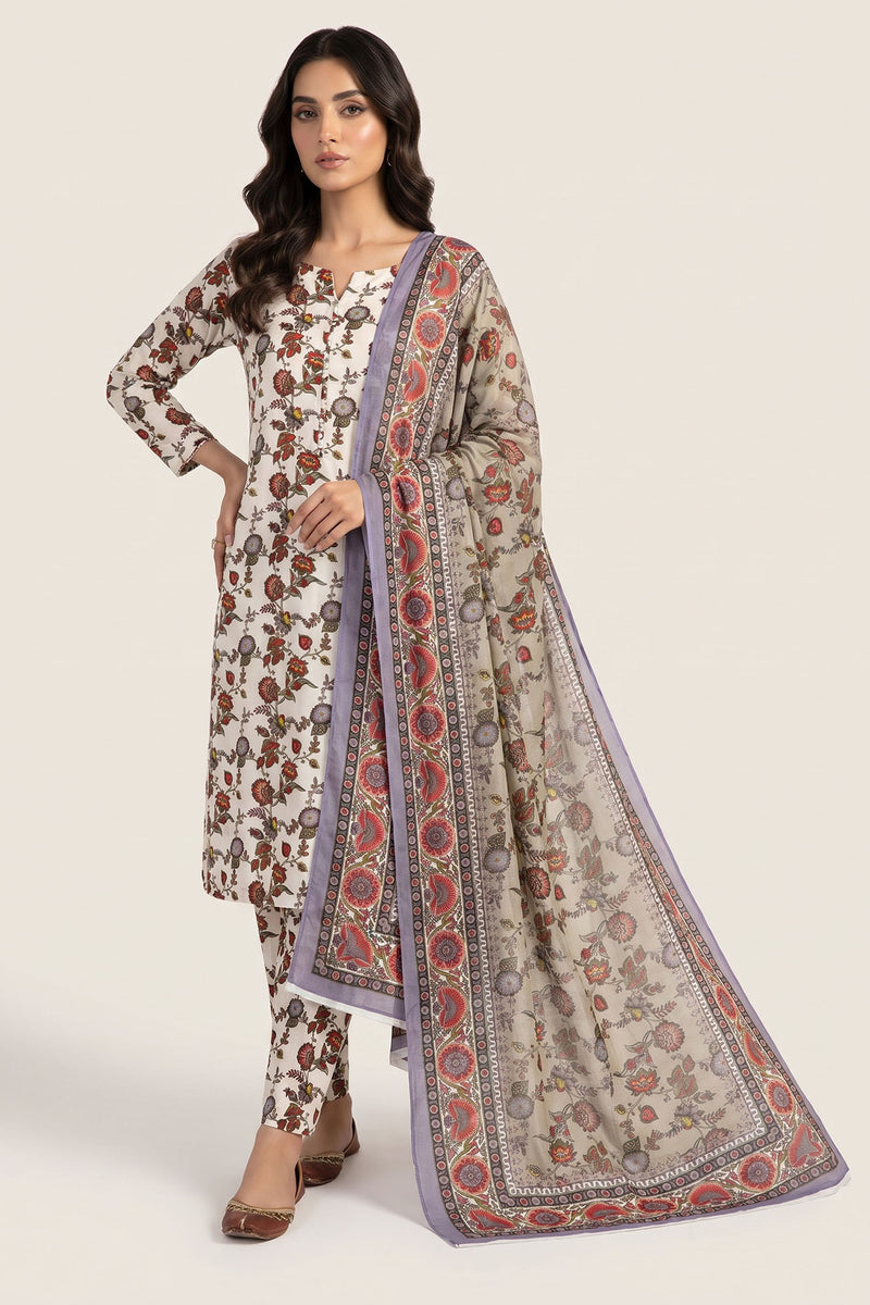 UNS U-35: Unstitched Printed Lawn 3PC - Kleren