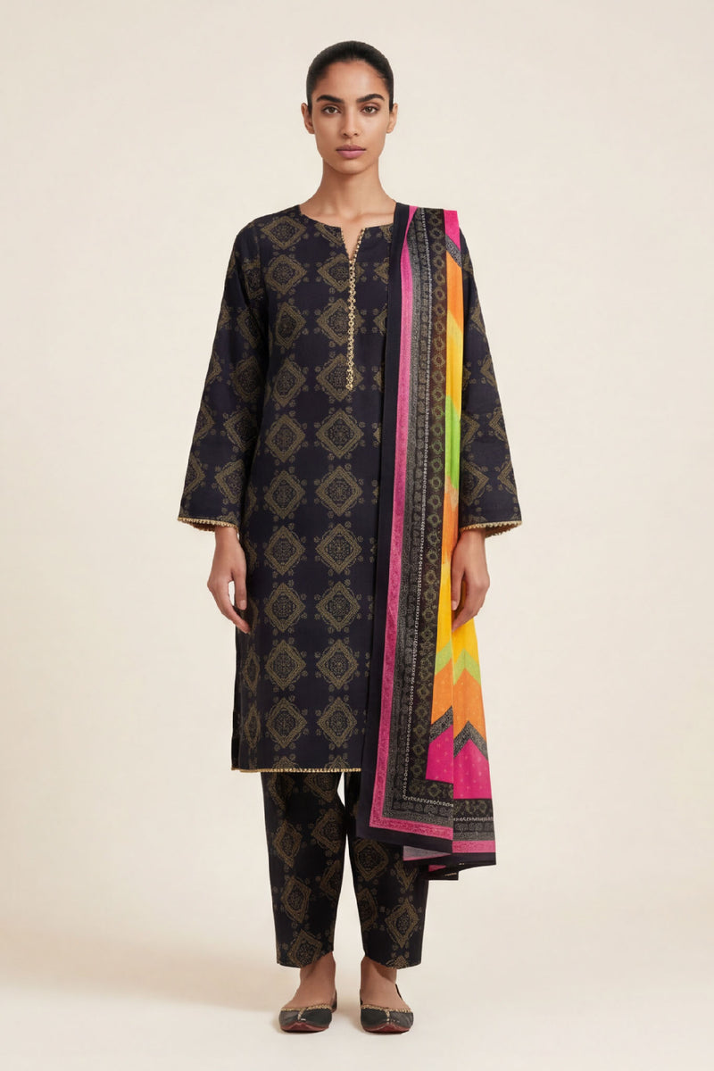Vasl D-39 : Unstitched Printed Lawn 3PC - Kleren