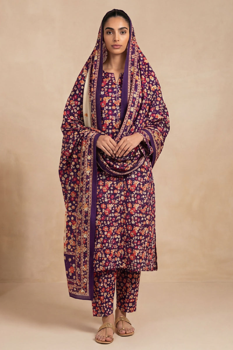 Vasl D-43 : Unstitched Printed Lawn 3PC - Kleren