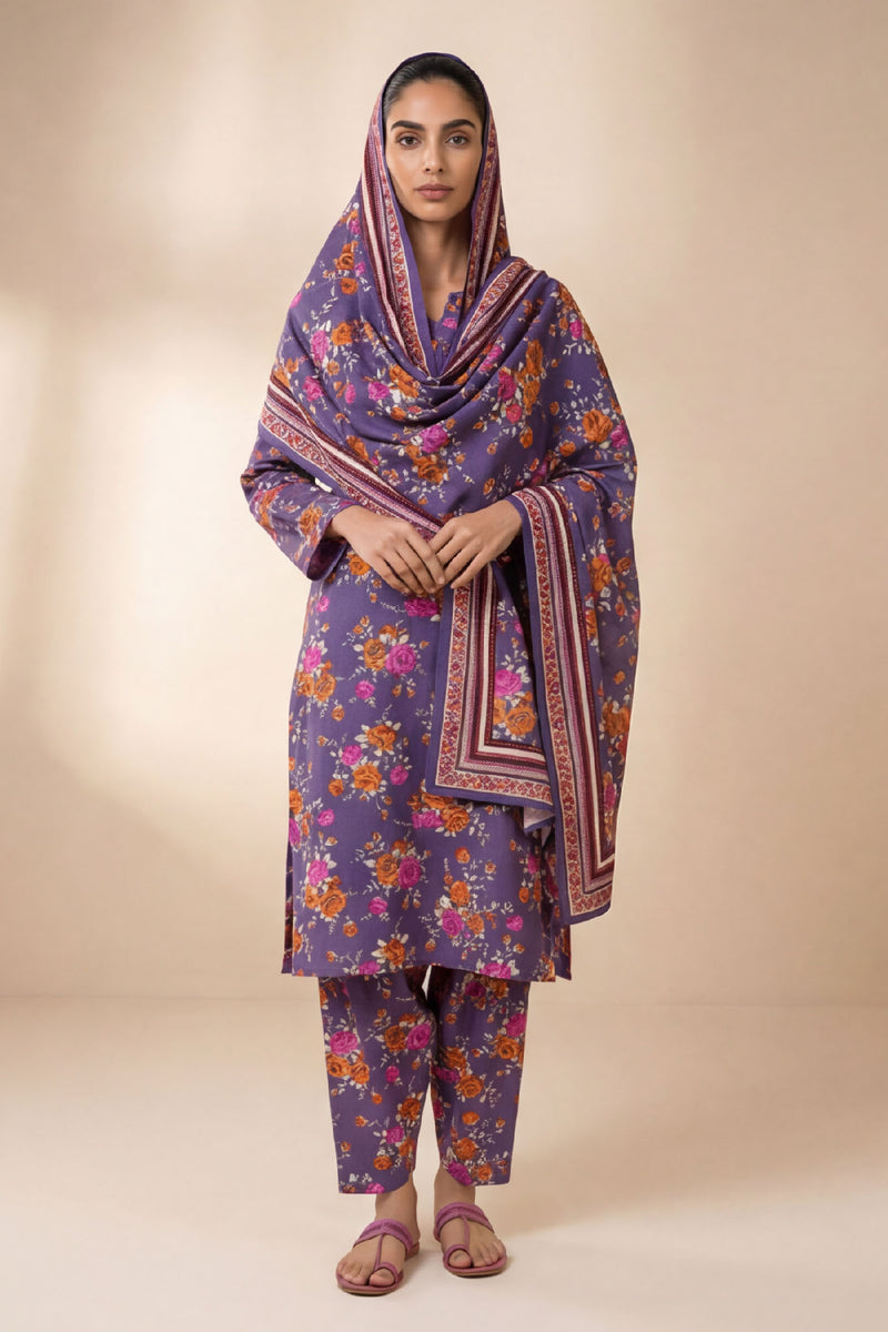 Vasl D-45 : Unstitched Printed Lawn 3PC - Kleren