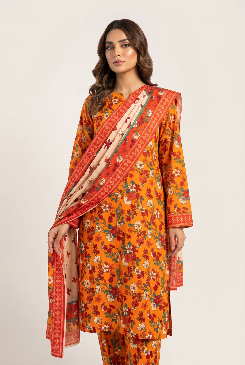 Vasl D-47 : Unstitched Printed Lawn 3PC - Kleren