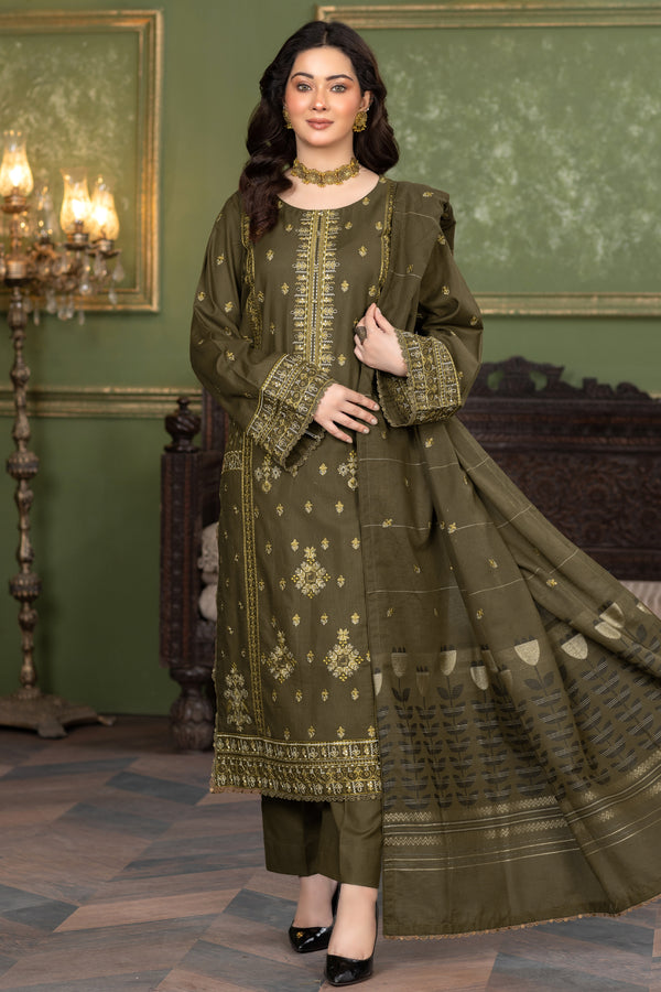 Noura N-21 : Embroidered Khaddar 3PC