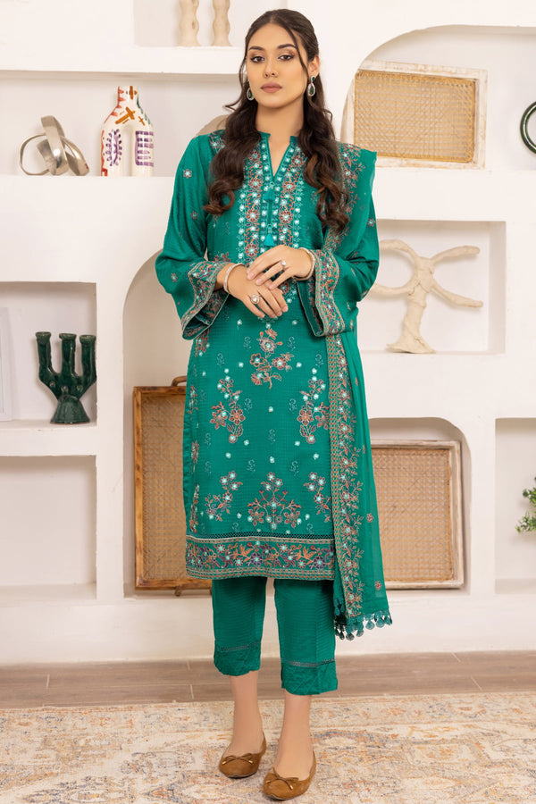 Flora F-30 : Embroidered Viscose 3PC