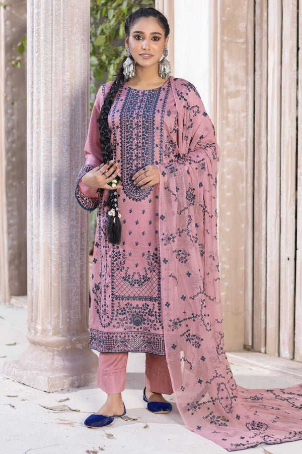 Qalb D-32 : Unstitched Embroidered Lawn Doria 3pc