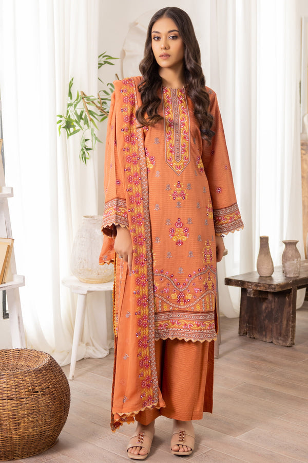 Flora F-22 : Embroidered Viscose 3PC