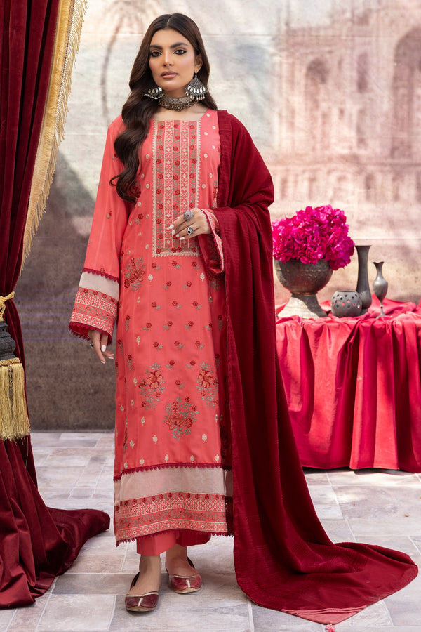 Dhanak DH-28 : Luxury Embroidered Dhanak 3PC